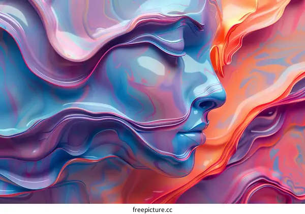 Abstract Colorful Flowing Face Art