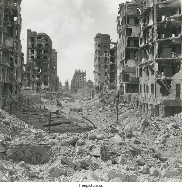 Post-war Berlin, Germany, showing the devastation of WWII