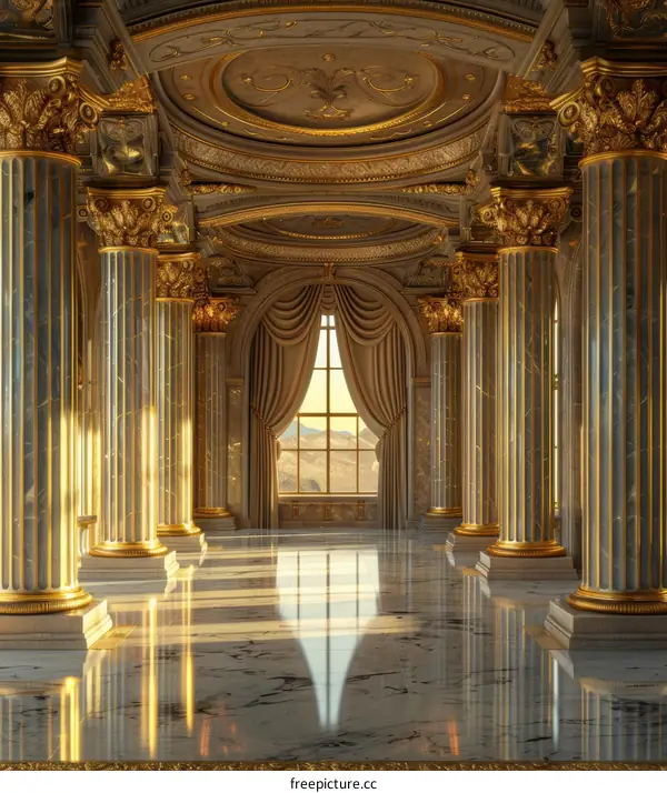 Lavish Grand Hall with Gilded Interiors