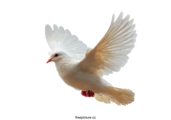 [Transparent Background PNG]White Dove in Flight Against White Background