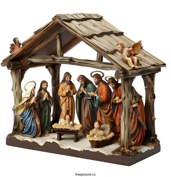 [Transparent Background PNG]Nativity Scene with Figures of Mary Joseph and Baby Jesus