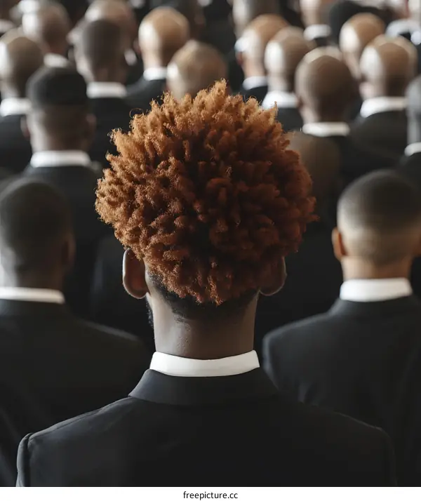 African American Man in a Suit Standing in a Crowd