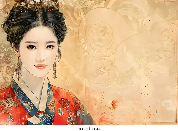 Portrait of a young woman in traditional Korean dress