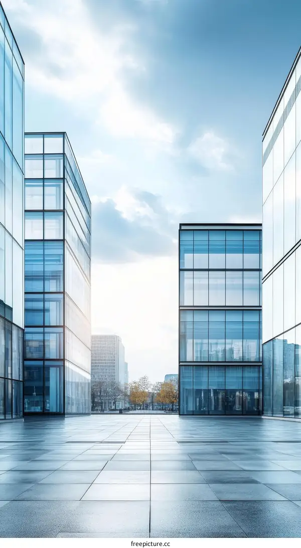 Modern Cityscape Plaza Between Skyscrapers