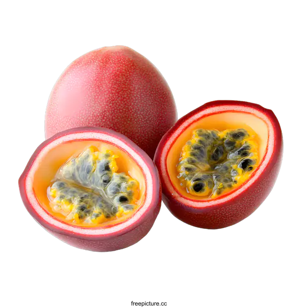 [Transparent Background PNG]Closeup of Three Passion Fruits on White Background