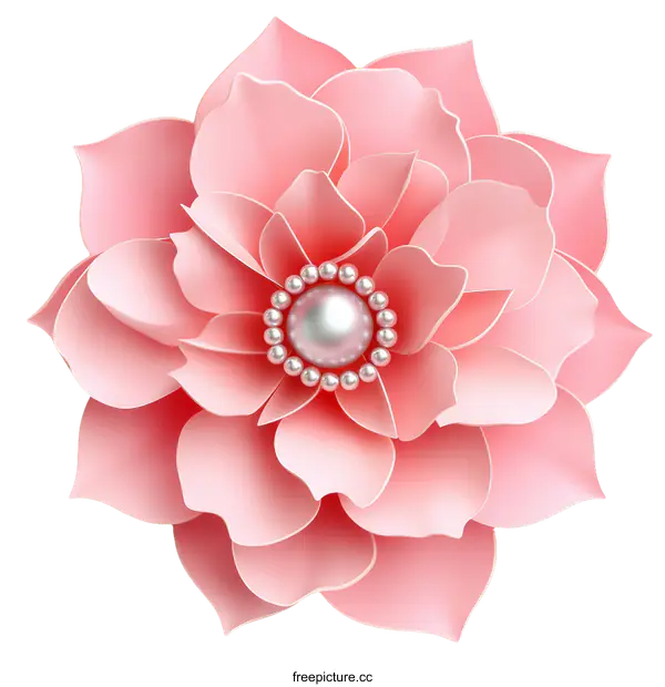[Transparent Background PNG]Delicate Pink Flower Design with Pearls