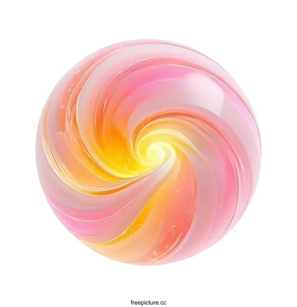[Transparent Background PNG]Abstract Swirling Sphere in Pink and Orange