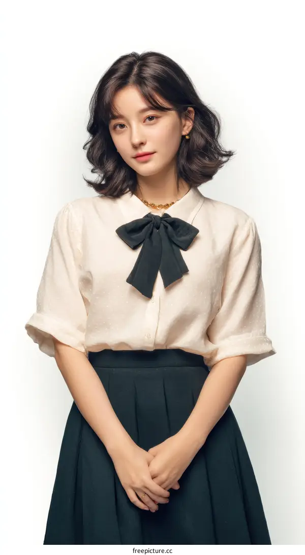 Portrait of a Young Asian Woman in Elegant Outfit