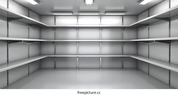 Empty Metal Shelf Storage Room Interior Design