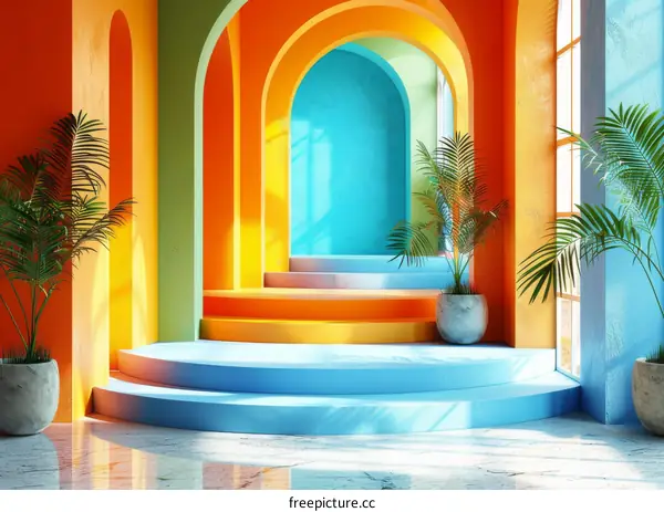 Colorful Archway Interior Design Illustration