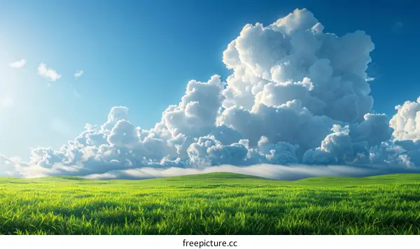 Rolling Green Hills Under a Blue Sky with White Clouds