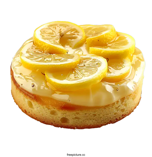 [Transparent Background PNG]Fresh homemade lemon tart with lemon slices