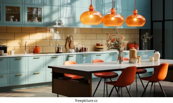 Blue and Orange Retro Kitchen