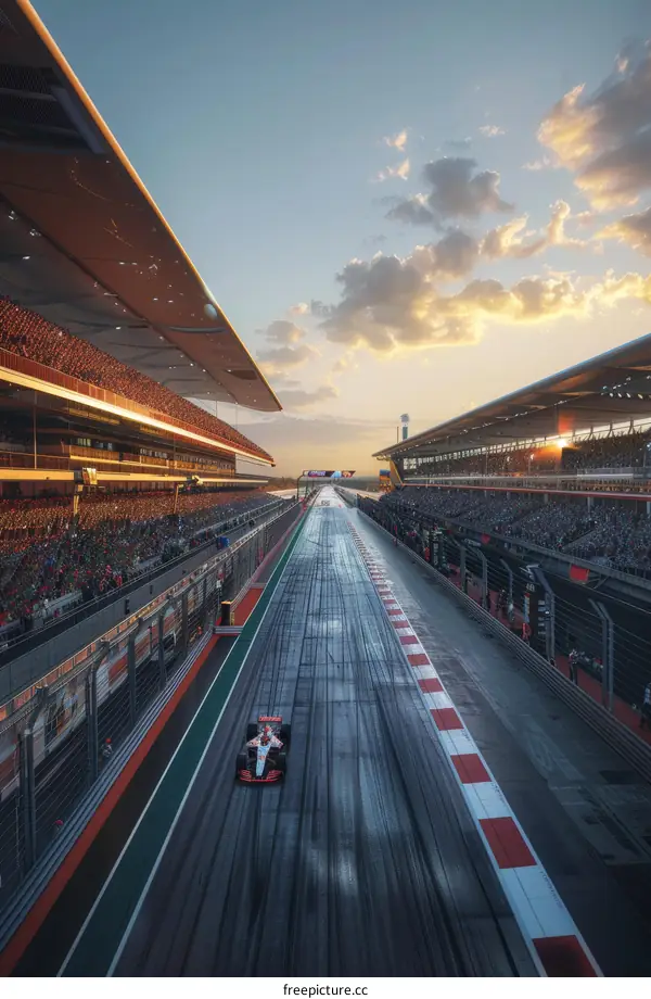 Formula One car hurtling down the track