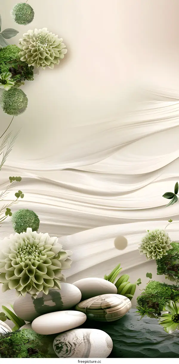 Green Flower and Stones Spa Background