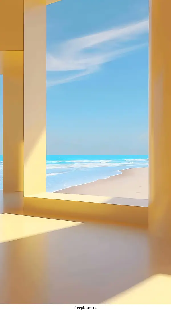Minimalist View of the Ocean Through a Window