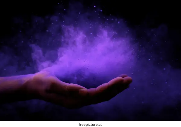 Purple Powder Explosion in Hand