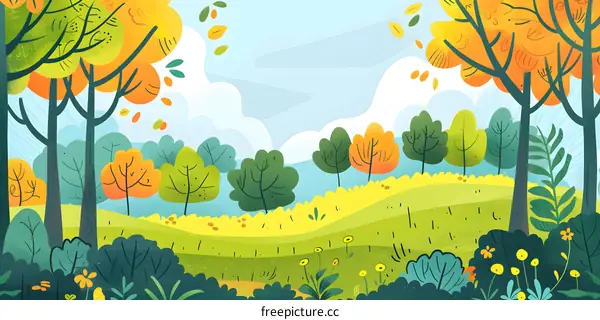 Autumn Forest Landscape Illustration
