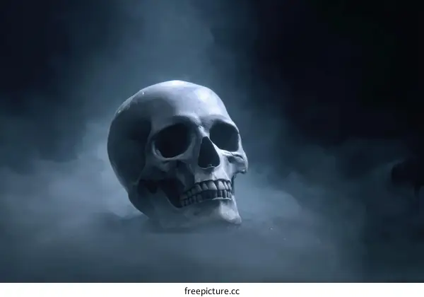 Mysterious Skull in Smoky Darkness