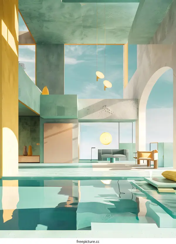 Minimalist Modern Home Interior Design with Swimming Pool