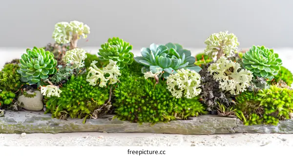 Green Succulent Plants Growing On A Rock