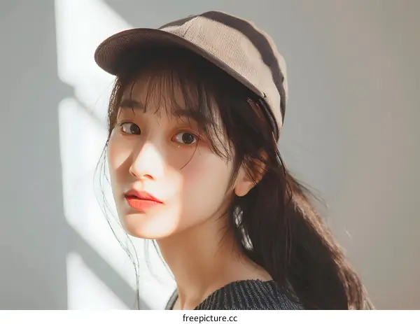 Asian Woman Wearing A Baseball Cap