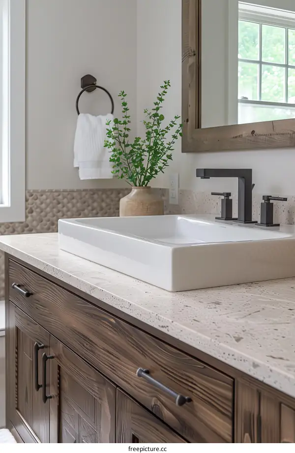Modern Farmhouse Bathroom Vanity with Wood Cabinets