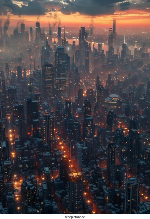 Futuristic Cityscape at Dusk