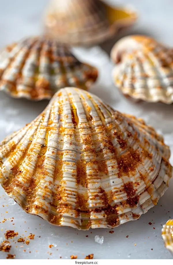 Scallops seasoned with spices