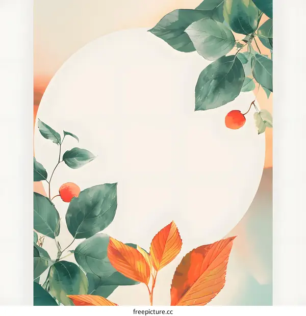 Floral Frame with Circle for Text or Image