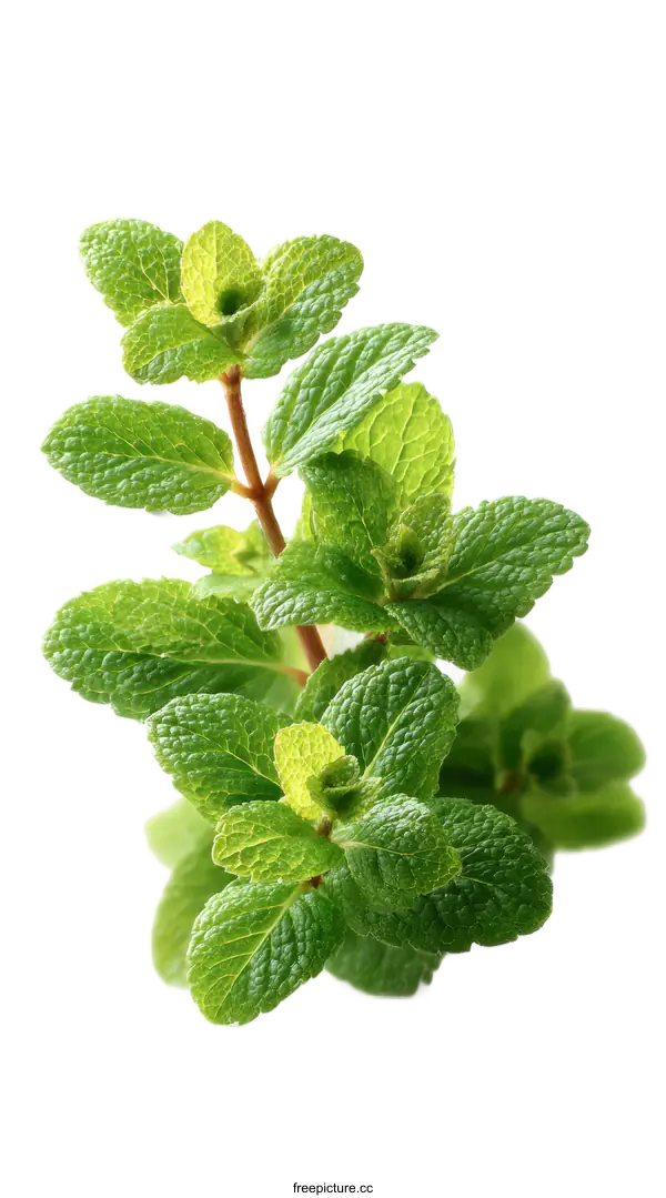 [Transparent Background PNG]Fresh Mint Leaves Close-up