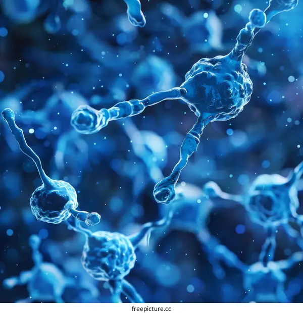 Blue illustration of neurons