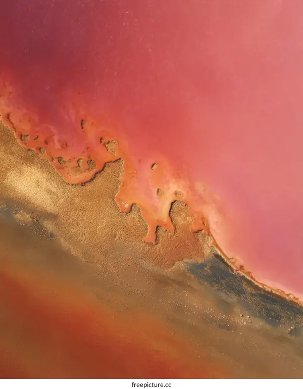 Aerial View of a Pink Salt Lake