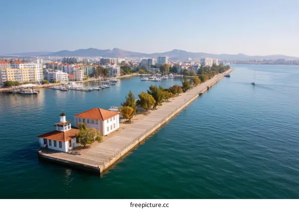 Coastal Cityscape with Pier and Marina