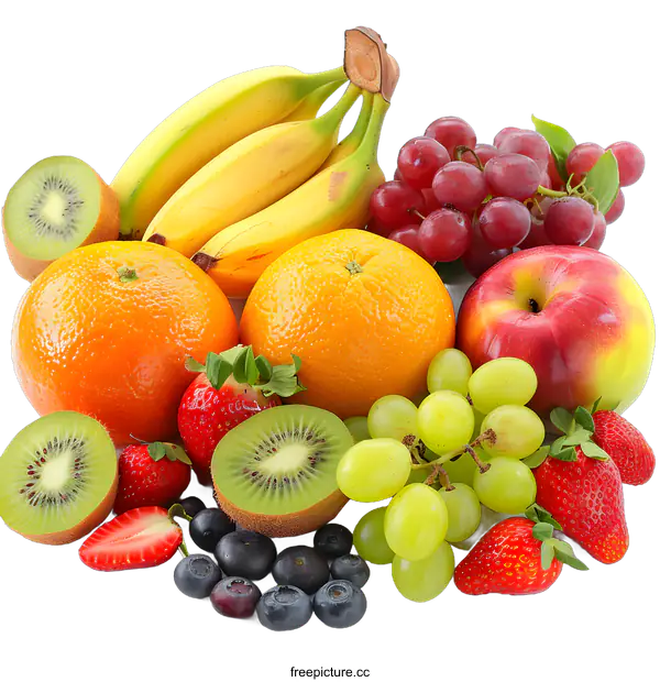 [Transparent Background PNG]Fresh Fruit Assortment Isolated on White Background