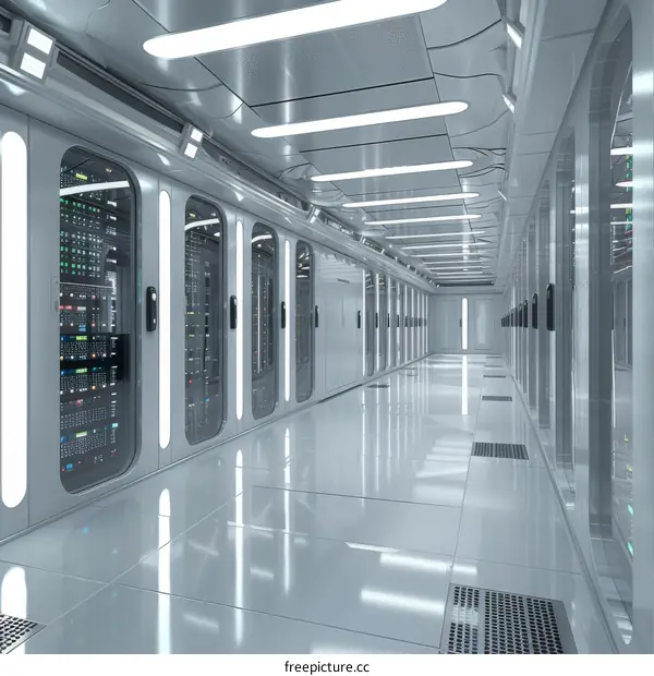 Futuristic Server Room Corridor Interior Design