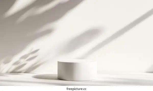 White Cylindrical Display Podium with Natural Shadows