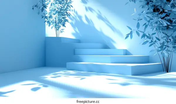 Light Blue Minimalist Product Showcase with Steps