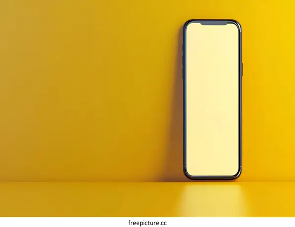 Blank Smartphone Screen Mockup Yellow Background