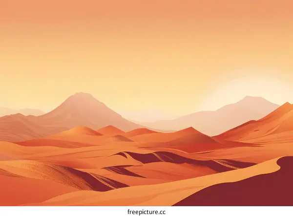 Orange Desert Landscape Illustration