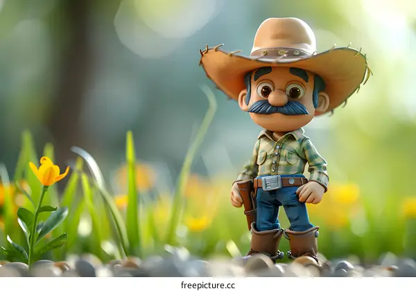 Cowboy Toy in the Garden