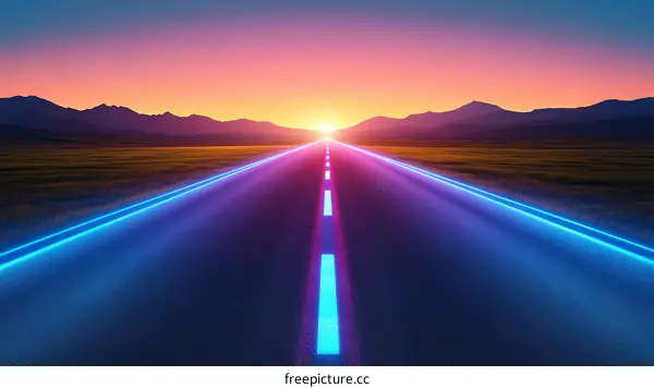 Neon Highway Sunrise Journey