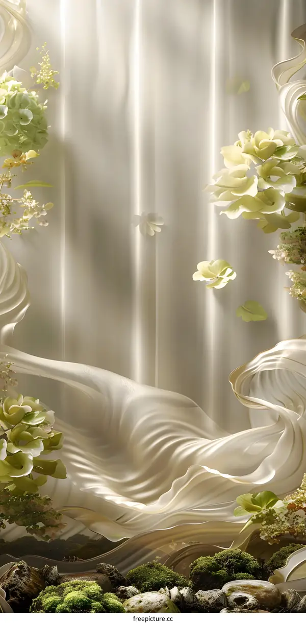 Abstract Beige and Green Floral Background