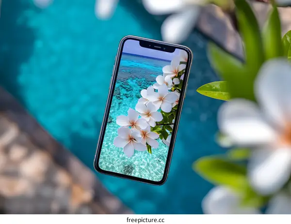 Smartphone Display With Tropical Background