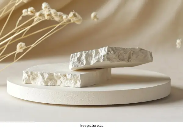 White Stone Display Platform with Minimalist Aesthetic