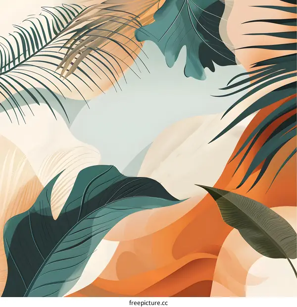 Tropical Leaves Abstract Background Illustration