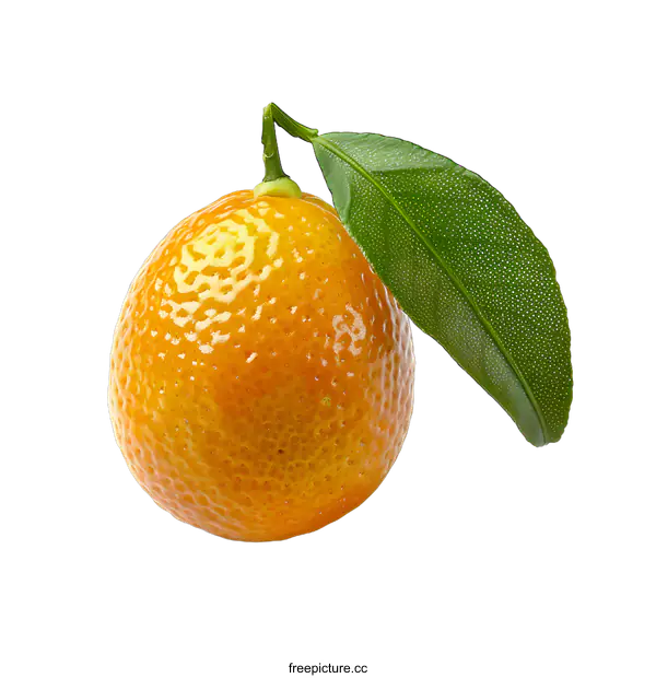 [Transparent Background PNG]close up of a kumquat with leaves