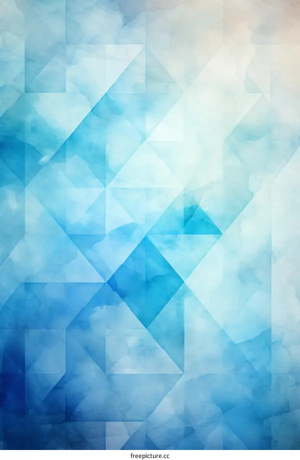 Blue and white watercolor geometric background