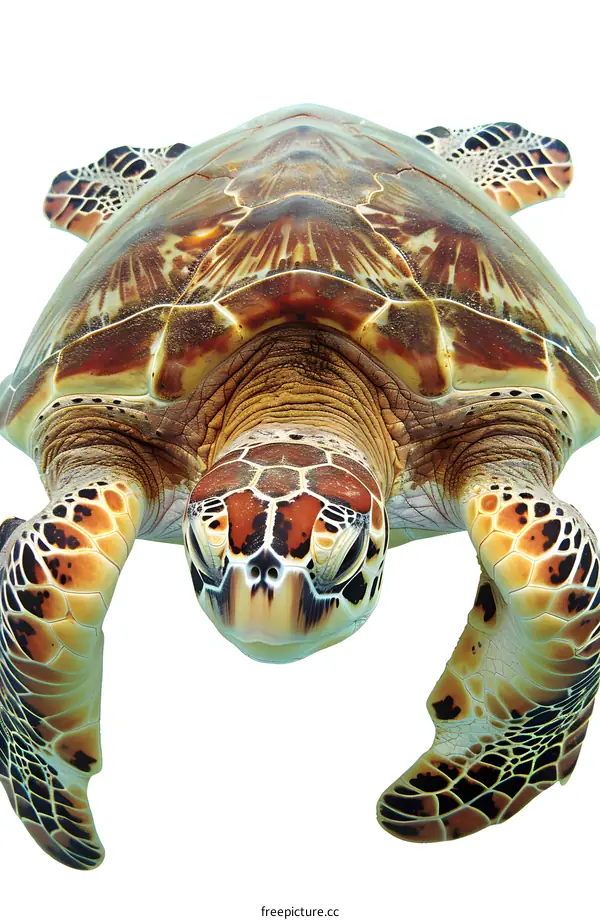 A close-up of a sea turtle swimming in the ocean