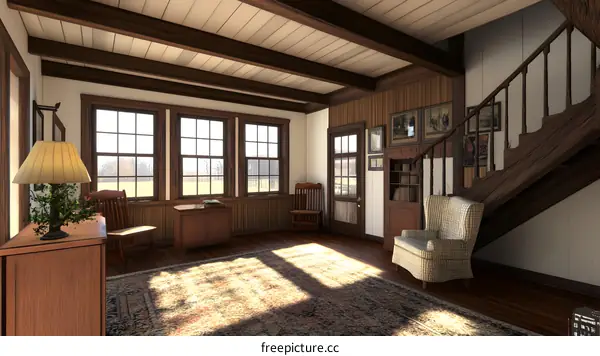 Rustic Farmhouse Interior Design with Wooden Beams